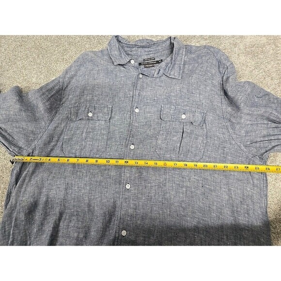 Island Company Linen Pilot Shirt Button Down Long Sleeve Shirt Blue Men's Sz XXL - Picture 5 of 8